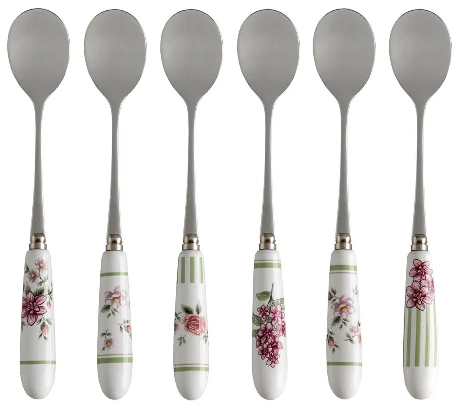 Set 6 lingurițe cu mâner din ceramică Brandani Nonna Rosa