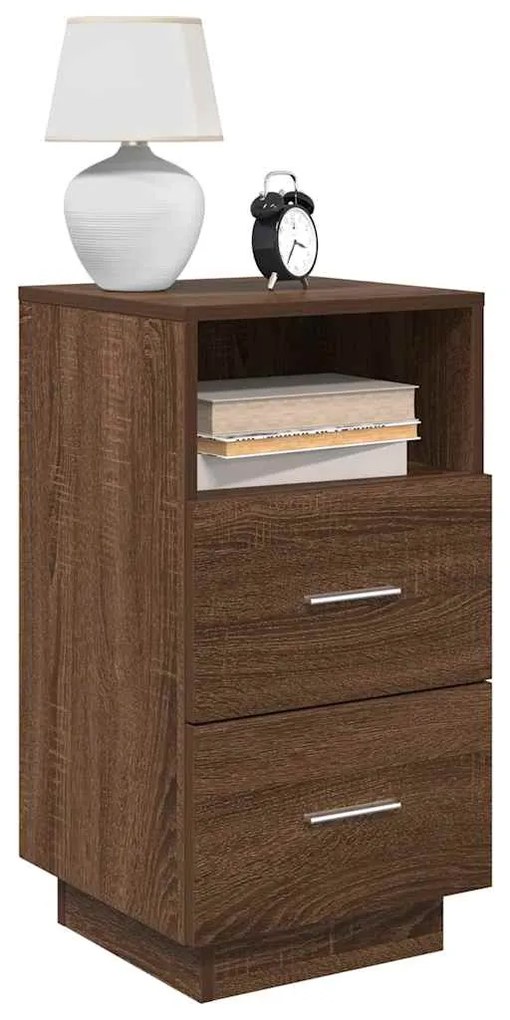 vidaXL Noptiere 2 buc cu 2 sertare Stejar maro 36x36x68 cm