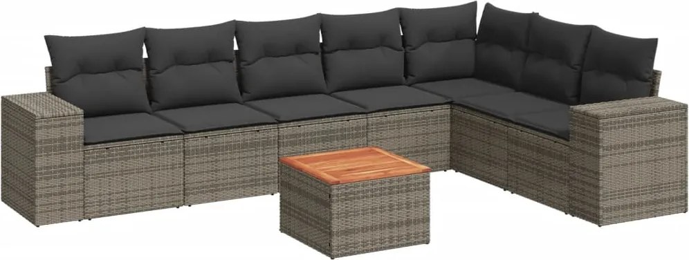 vidaXL Set canapele de grădină cu perne, 8 piese, gri, poliratan