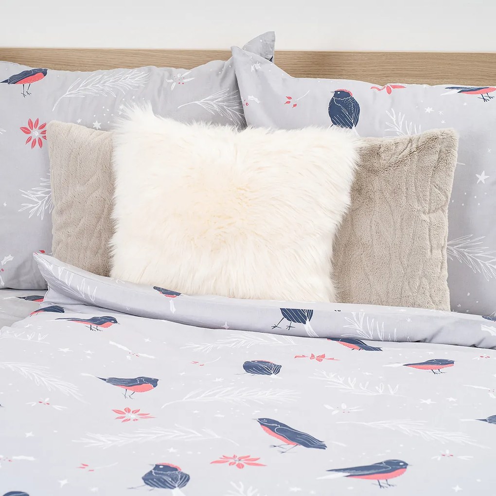 4Home Lenjerie de pat din bumbac Winter Robin, 140 x 220 cm, 70 x 90 cm