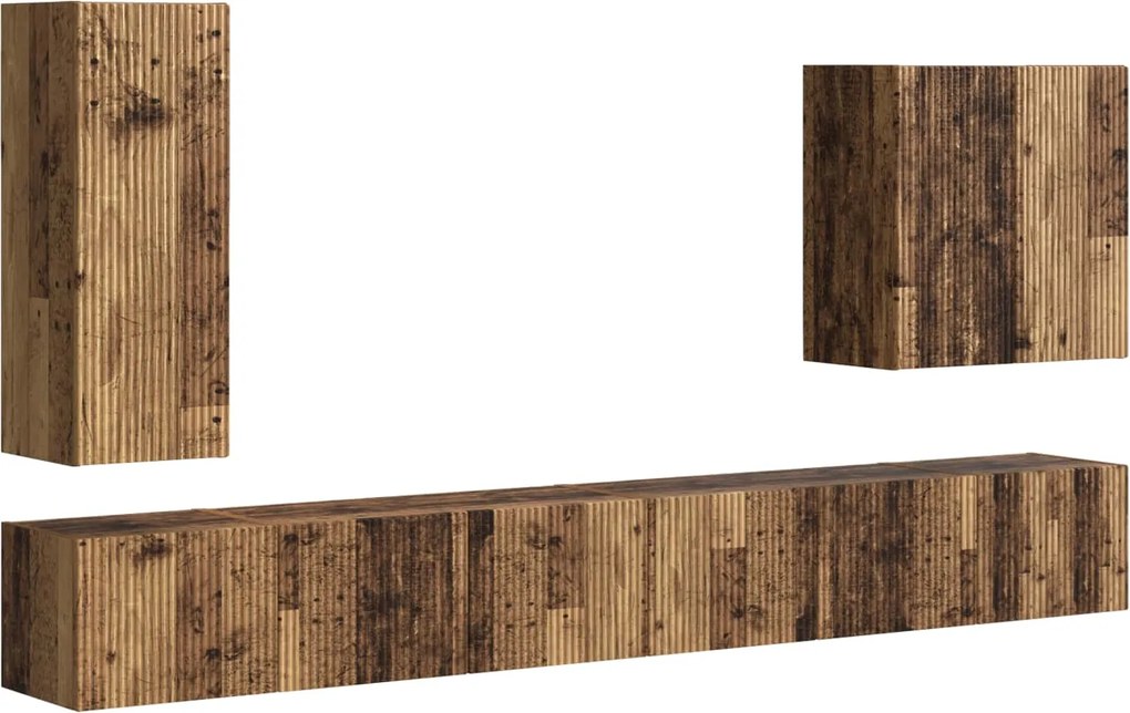 vidaXL Set Dulap pentru Televizor Montat pe Perete 6 pcs Lemn Vechi