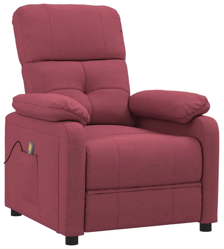 289675 vidaXL Fotoliu de masaj, roșu vin, material textil