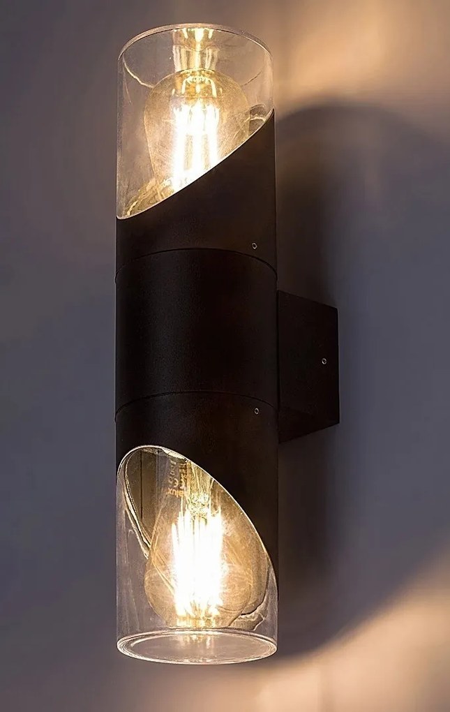 Aplica cu 2 surse de iluminat pentru iluminat exterior design modern IP54 Novigrad negru