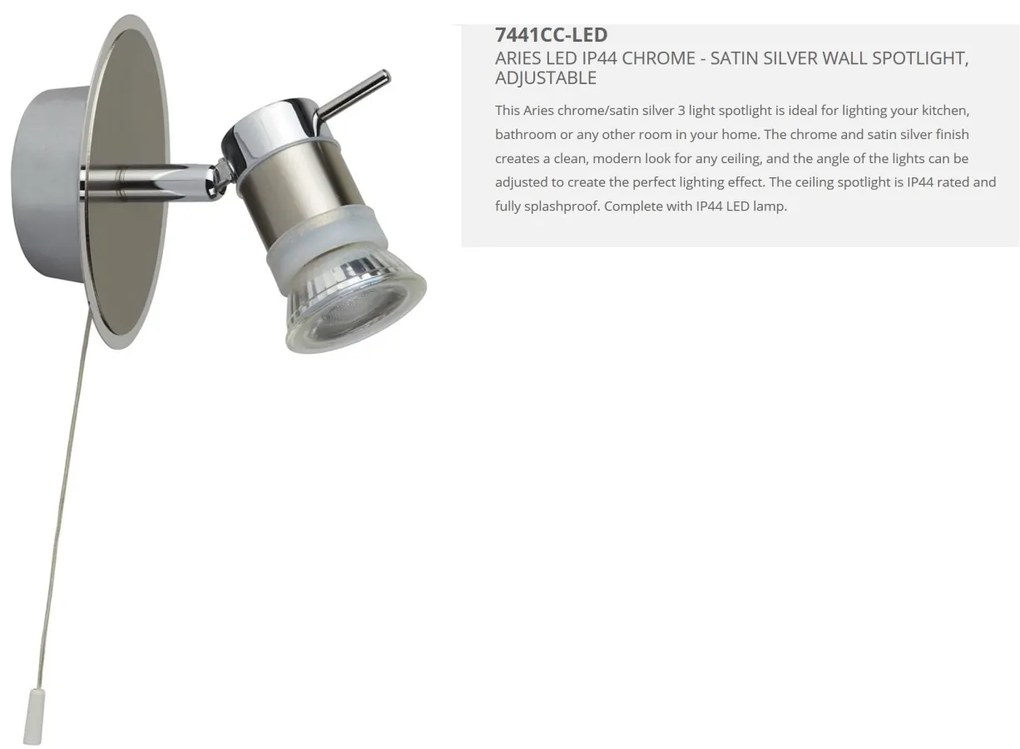 Aplica de perete directionabila pentru baie IP44 IP44 Aries 7441CC-LED SRT