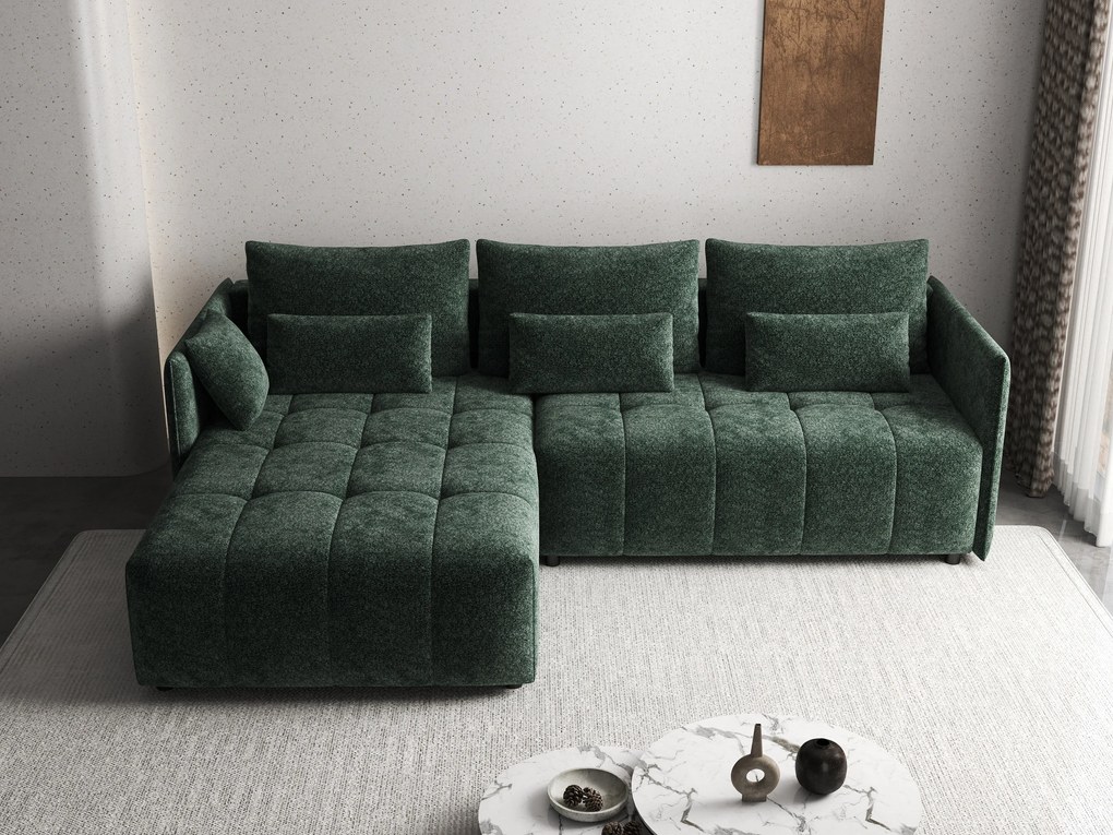 Colțar extensibil dumonde cu ladă de depozitare si sezut confortabil din spuma high-density, Malta Euphoria Green II 235x185 cm