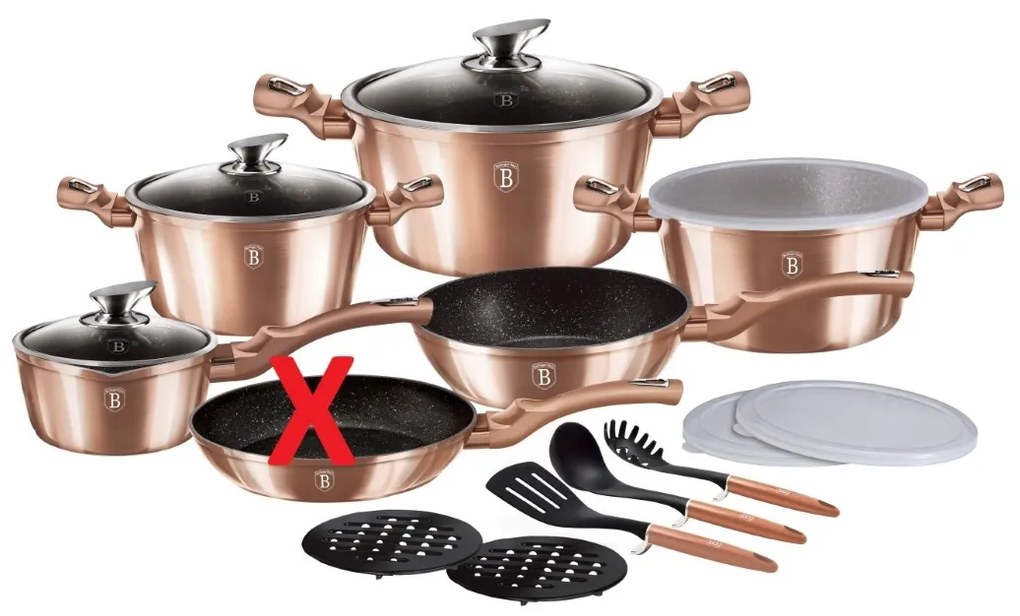 RESIGILAT - Set oale si tigai marmorate 18 piese Rose Gold Berlinger Haus BH 7034