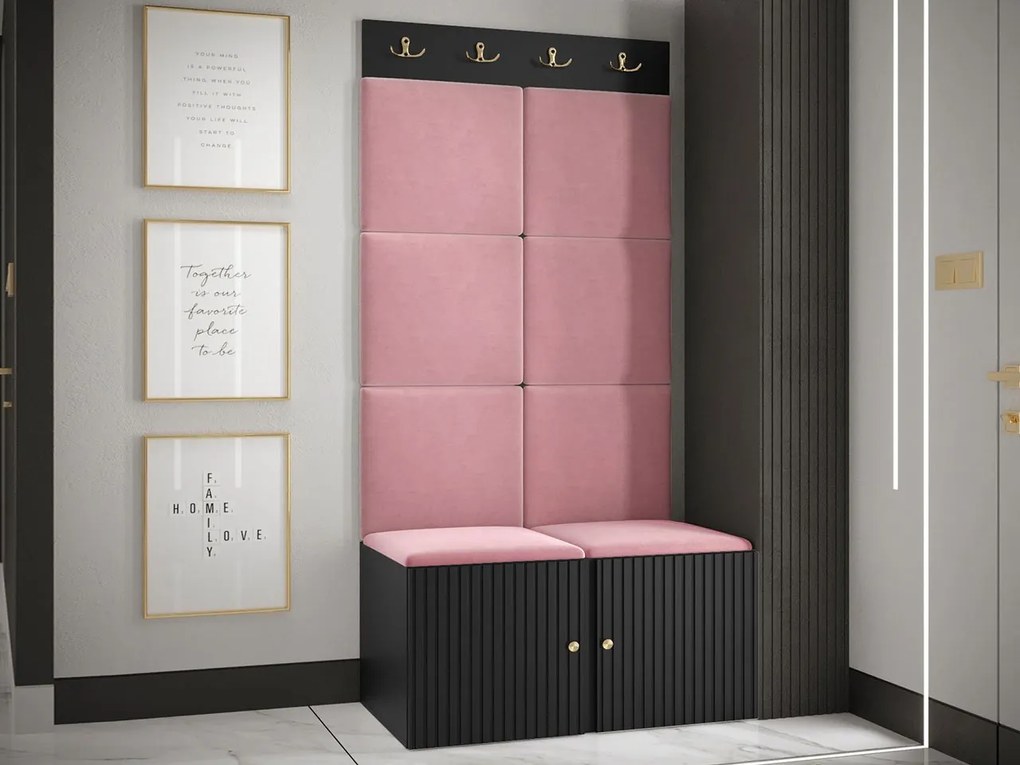 Mobilier hol Tewarota Slim IV (Negru + Roz) . 1104847