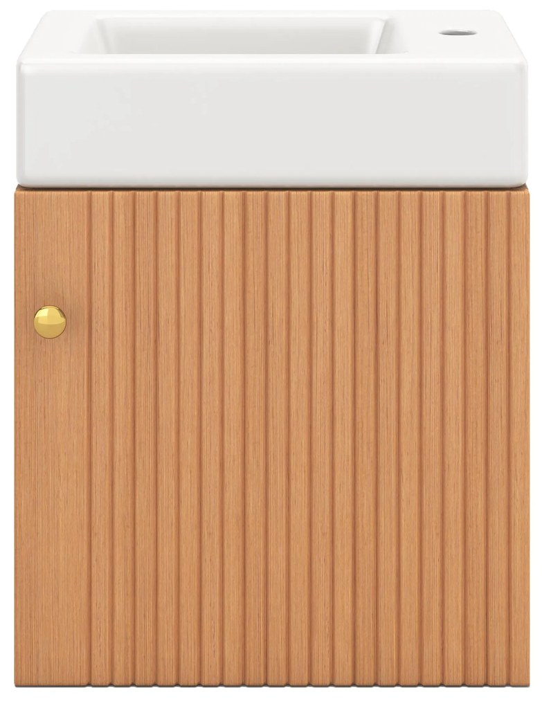Mobilă de baie cu lavoar și dulap sub lavoar, Culoare naturală | Aosom Romania