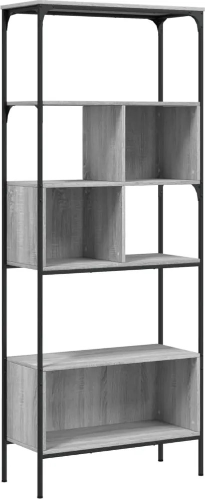 vidaXL Bibliotecă cu 5 niveluri gri sonoma 76x33x188,5cm lemn compozit