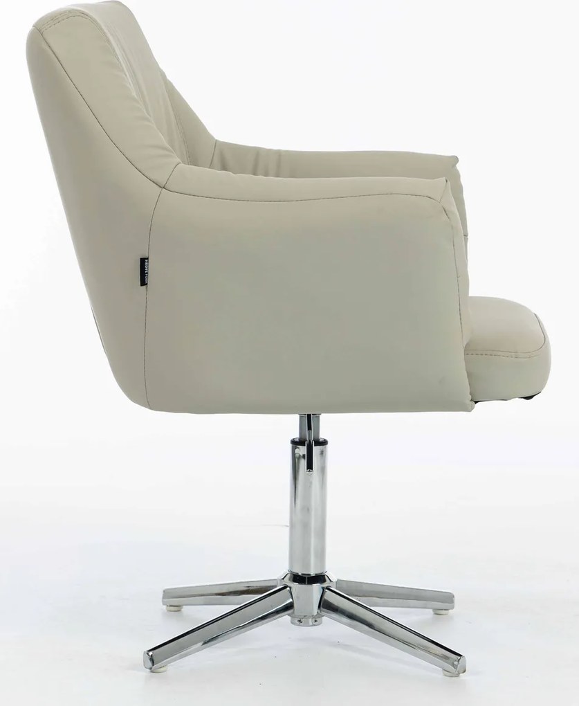 HR840CROSS Scaun Culoarea Inului Piele Ecologica Premium Soft cu Bază Cromata