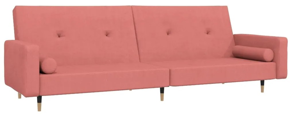 337337 vidaXL Canapea extensibilă cu 2 locuri, 2 perne, roz, catifea