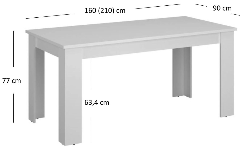 Masă de sufragerie extensibilă (pentru 6 8 persoane) Mebel Bos Ethan (alb). 1052913