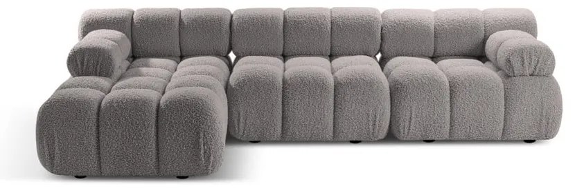 Colțar modular gri deschis cu tapițerie din țesătură bouclé (cu colț pe partea stângă ) Bellis – Micadoni Home