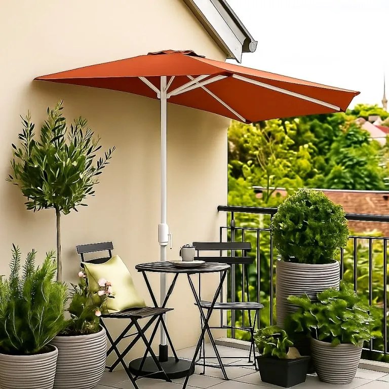 Umbrelă de grădină semicirculară - teracotă - 2,7 m