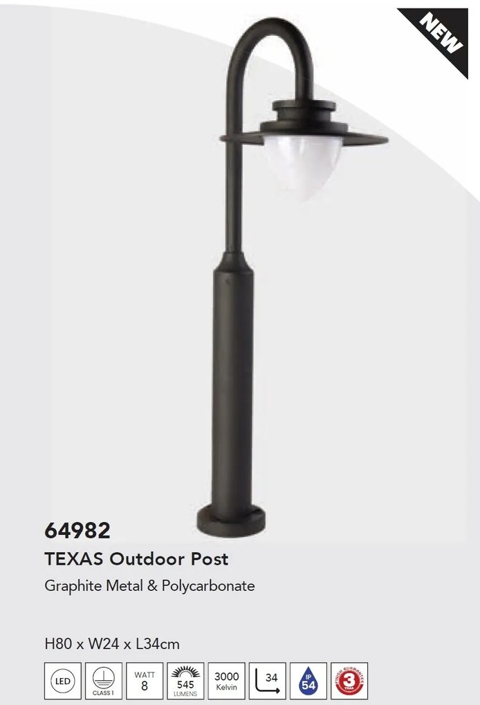 Stalp LED de exterior stil traditional IP54 Texas