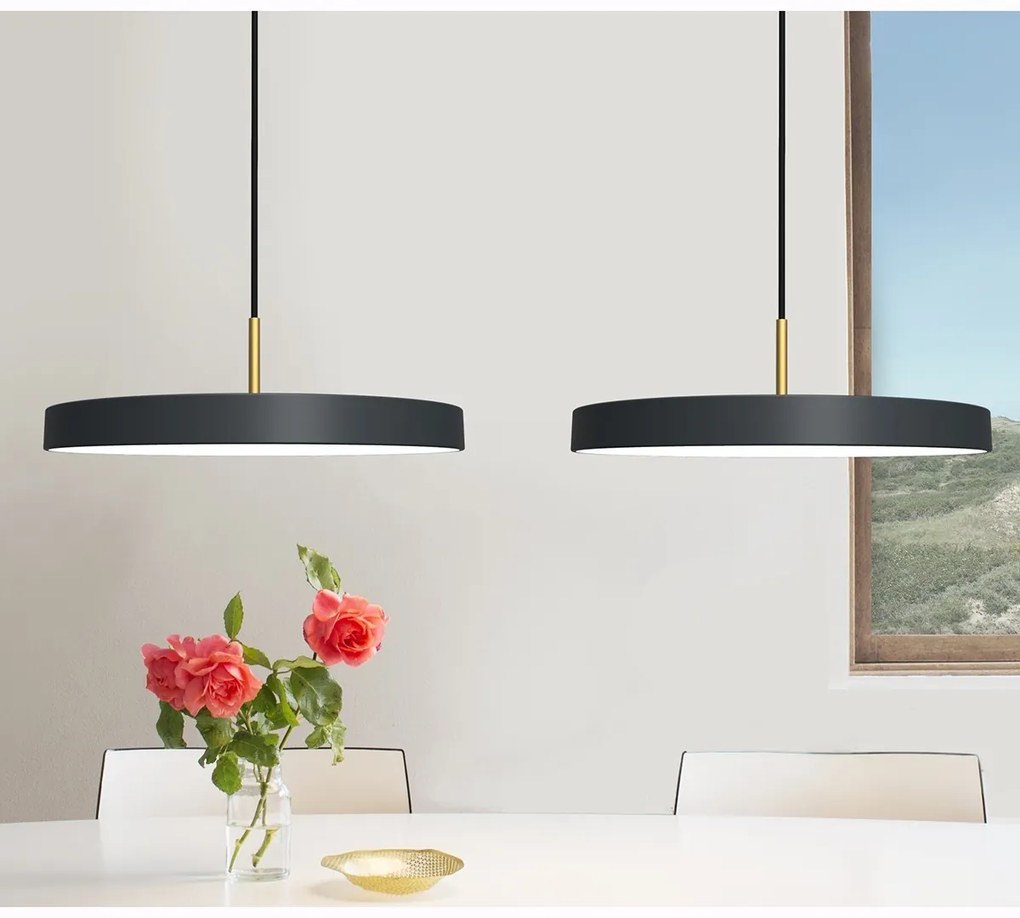 Lustra LED design scandinav diametru 43cm Asteria medium - anthracite grey/ auriu