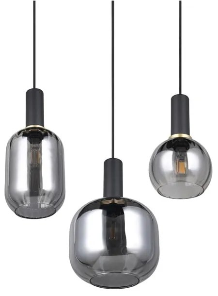 Lustră neagră cu abajur din sticlă Diva – Trio