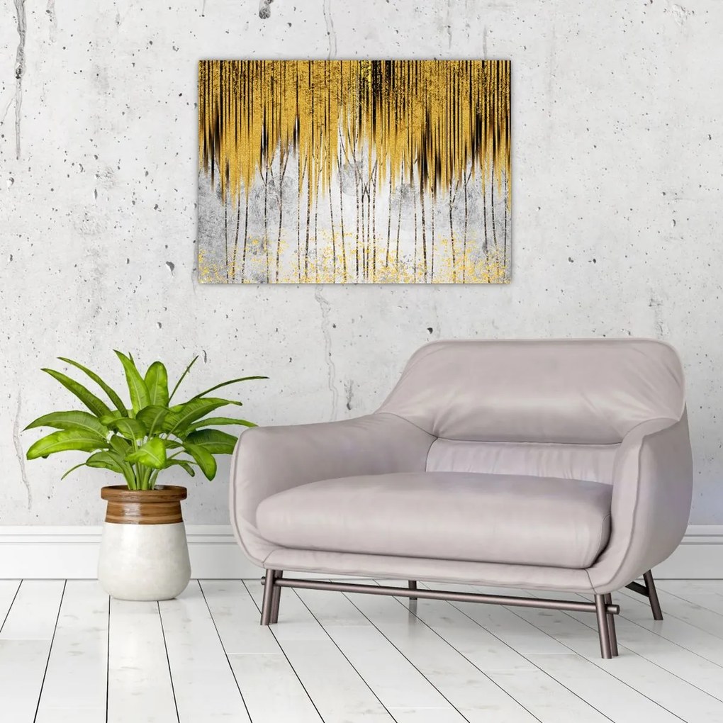 Tablou pe sticlă - Linii de aur (70x50 cm)