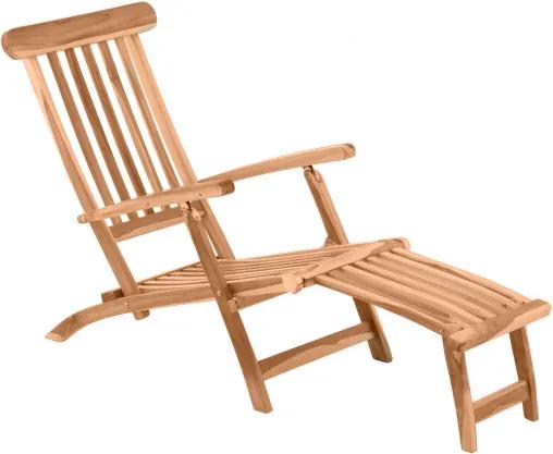 Scaun pentru gradina din lemn de tec pliabil cu suport pentru picioare detasabil maro