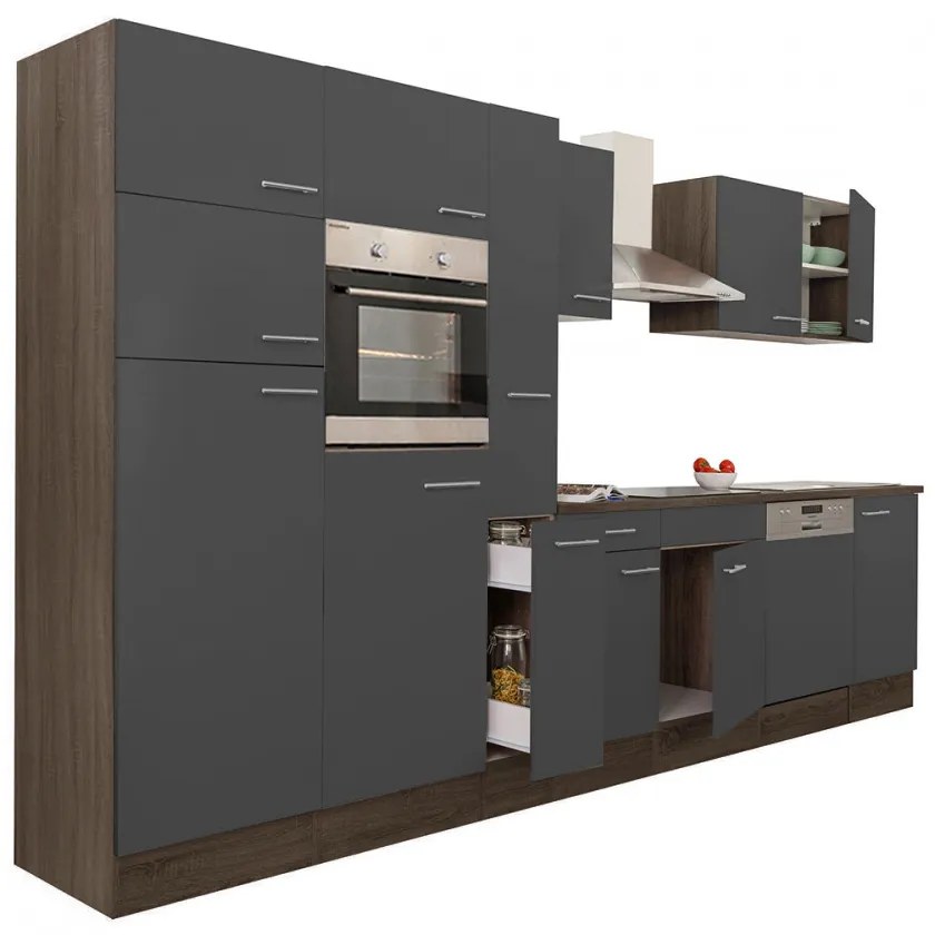 Mobilă de bucătărie Yorki 370, corp din stejar Yorki, cu față antracit satinat