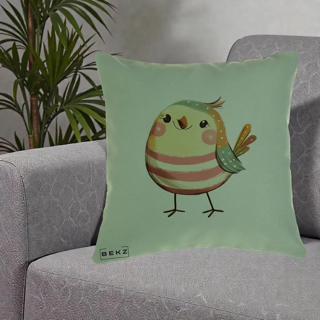 Perna Decorativa Pui Kawaii Pastel Dungat, 40x40 cm, Verde, Husa Detasabila, Perna Inclusa, BEKZ®