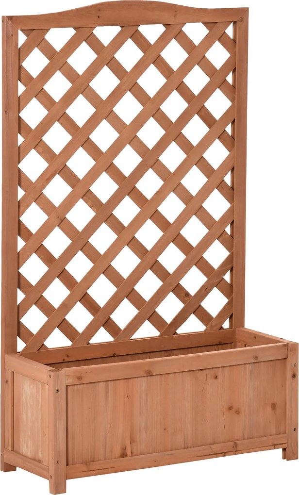 Outsunny Jardinieră cu spalier, bac de flori ridicat, pentru plante cățărătoare, legume, flori, din lemn masiv, interior și exterior, curte, grădină, balcon, 70 x 28 x 117 cm, maro | Aosom Romania