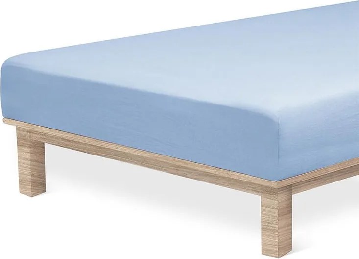 decoDoma Cearșaf elastic jersey cu elastan albastru 90 x 200 cm