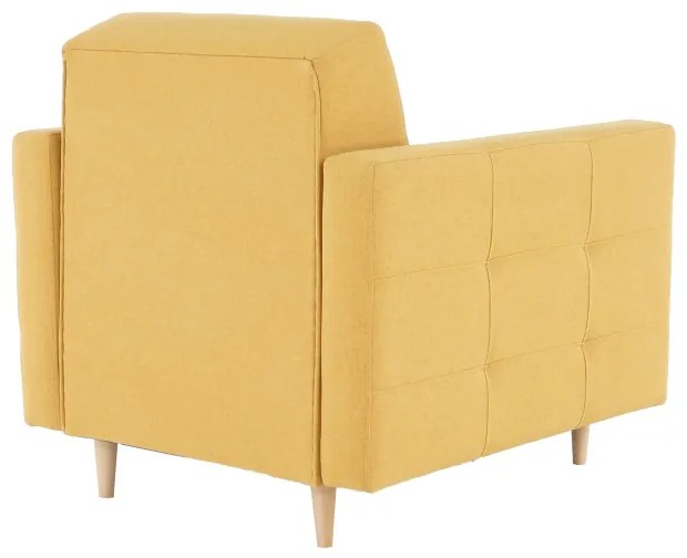 Set complet tapitat de canapea cu fotoliu, tesatura de culoare mustar, AMEDIA