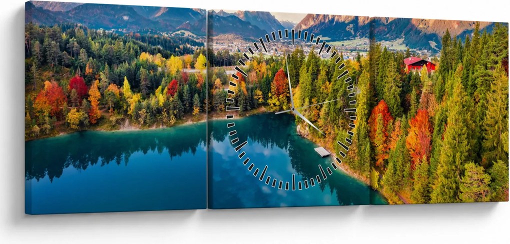 Tablou - Lacul Urisee, Austria (cu ceas) (90x30 cm)