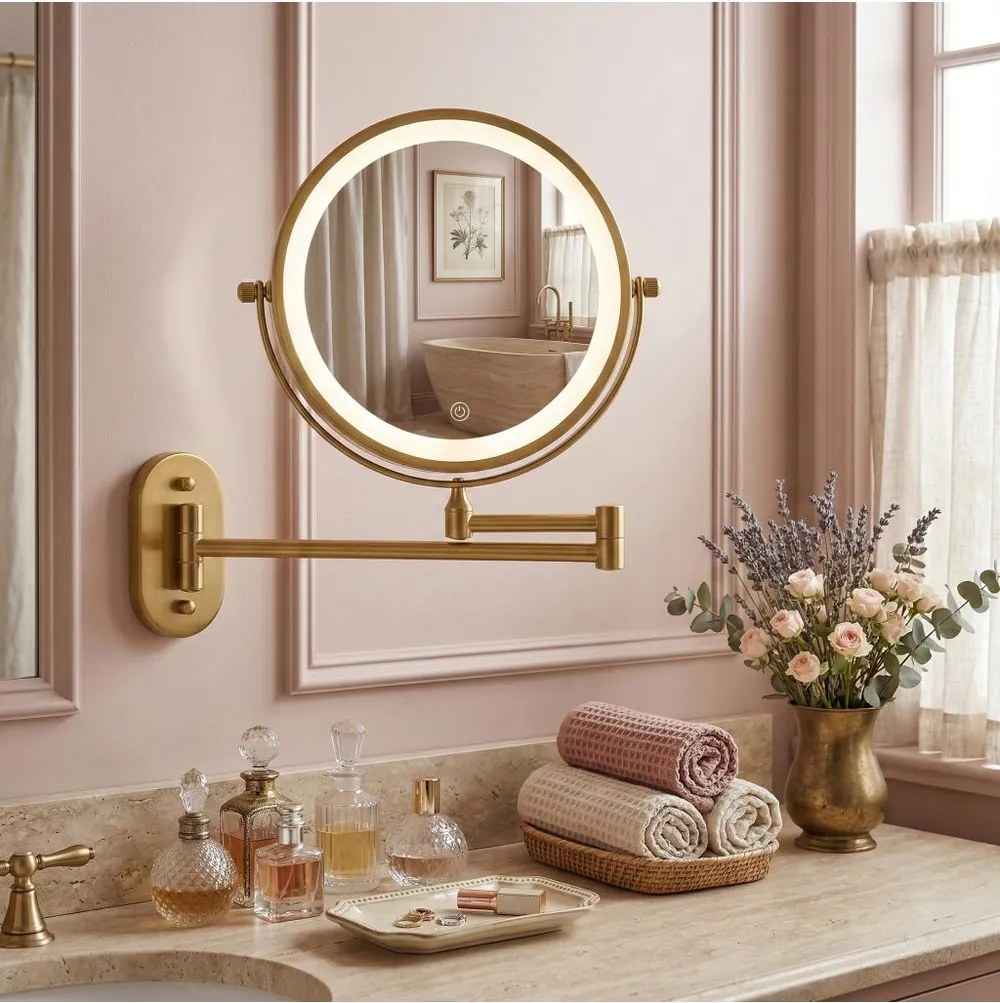 Oglinda LED Glow Old auriu periat