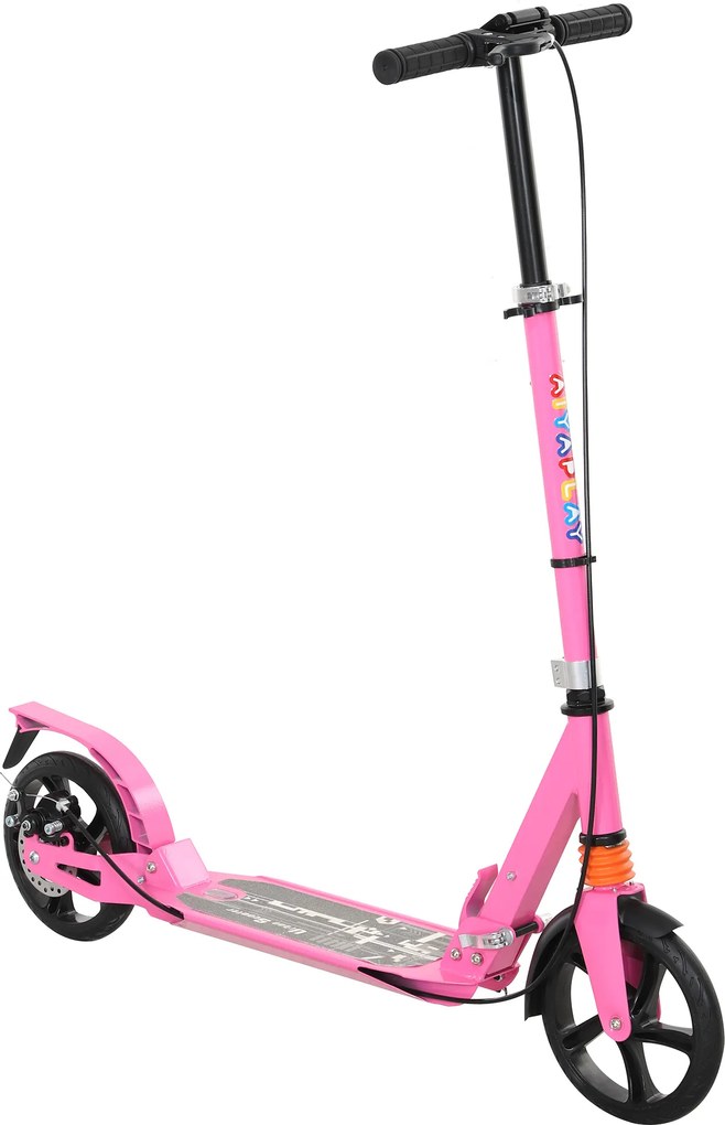 AIYAPLAY Trotinetă copii Scooter cu mânere reglabile trotinetă pliabilă pentru copii 6-12 ani 94 x 36 x 88-103 cm Roz | Aosom Romania