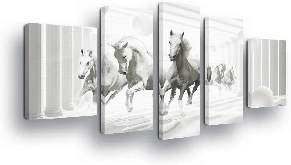 GLIX Tablou - Horses in the White Tunnel II 2 x 40x60 / 2 x 30x80 / 1 x 30x100 cm