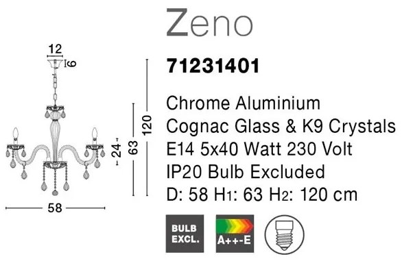 Candelabru elegant cu cristale K9 Zeno 5L