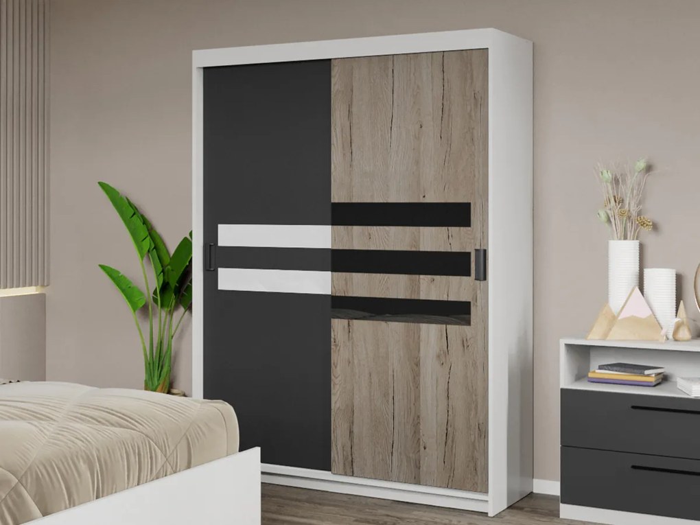 Set mobila dormitor Ruben Alb/Antracit/San Remo C08