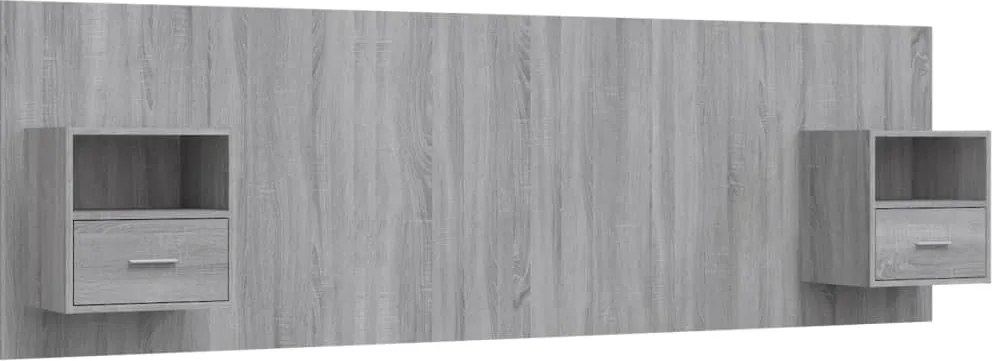 vidaXL Tăblie de pat cu dulapuri, gri sonoma, lemn prelucrat