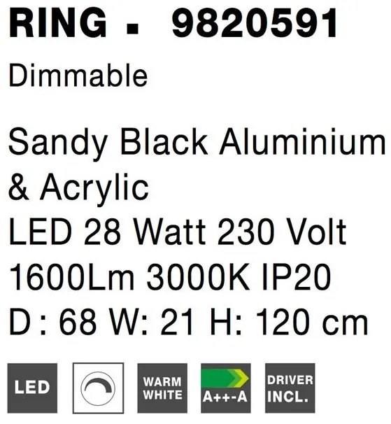 Lustra LED dimabila design modern decorativ Ring 68cm