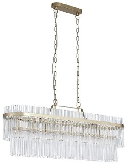 Candelabru oval modern metal auriu, tije din sticla Lara