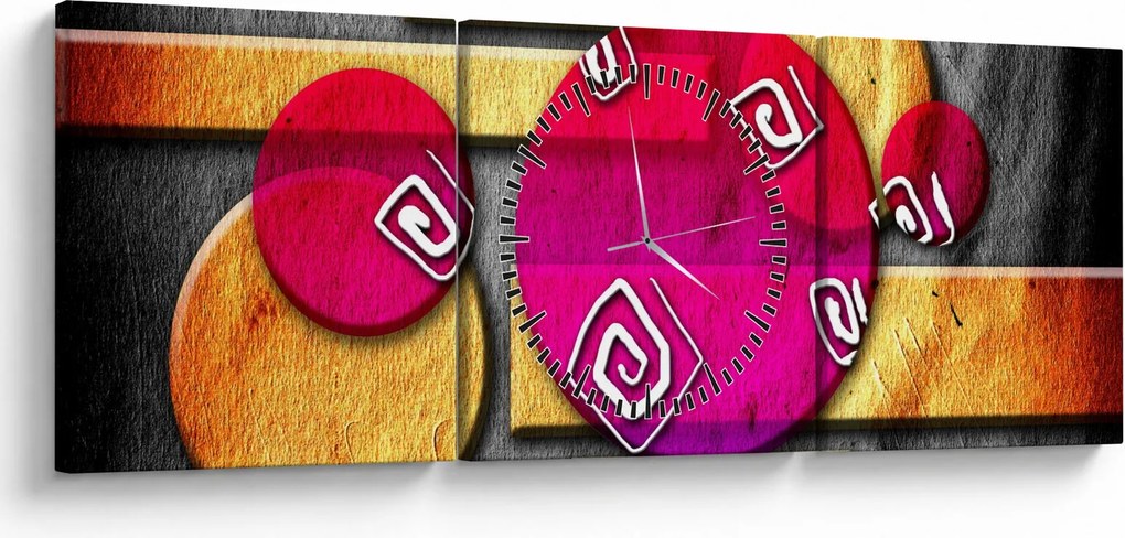 Tablou abstract cu simboluri istorice (cu ceas) (90x30 cm)
