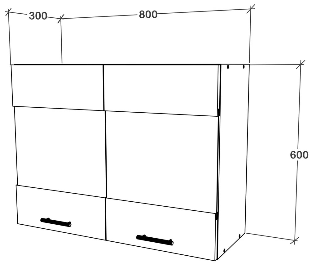 Corp haaus Karo, 2 Usi, cu sticla, Antracit/Alb, 80 x 30 x 60 cm