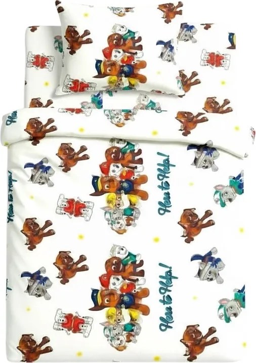 Lenjerie pat 3 piese copii 2-12 ani Paw Patrol Alb pentru saltele 160x80 ASC6427968007225