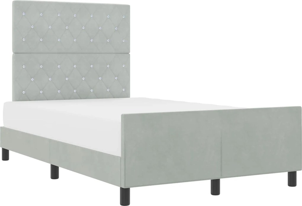 vidaXL Pat cu arcuri cu headboard Gri deschis 120 x 200 cm Catifea