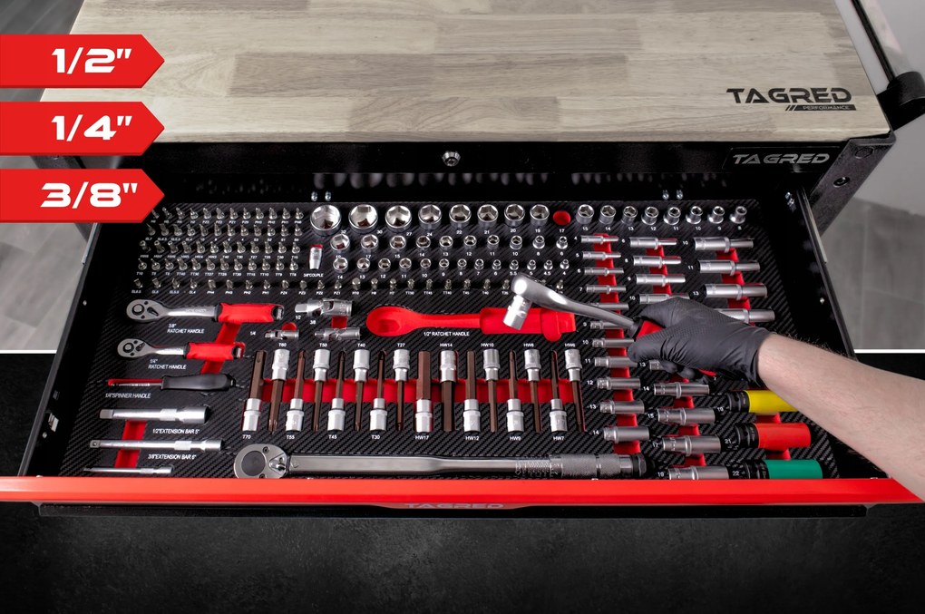 Cărucior de atelier PERFORMANCE XXL cu 12 sertare, 691 buc TA186