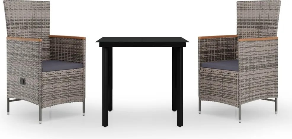 vidaXL Set mobilier pentru grădină, cu perne, 3 piese, gri