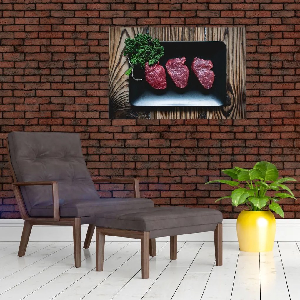 Tablou cu carne pe farfurie (90x60 cm)