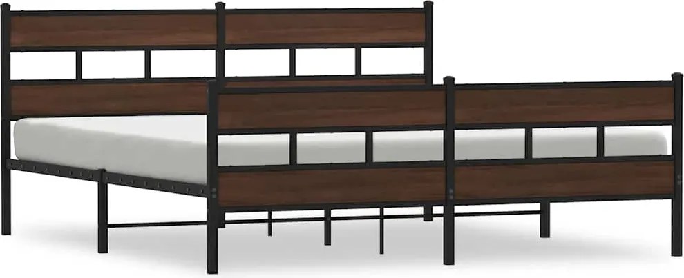 vidaXL Cadru de pat metalic fără saltea, stejar maro, 200x200 cm