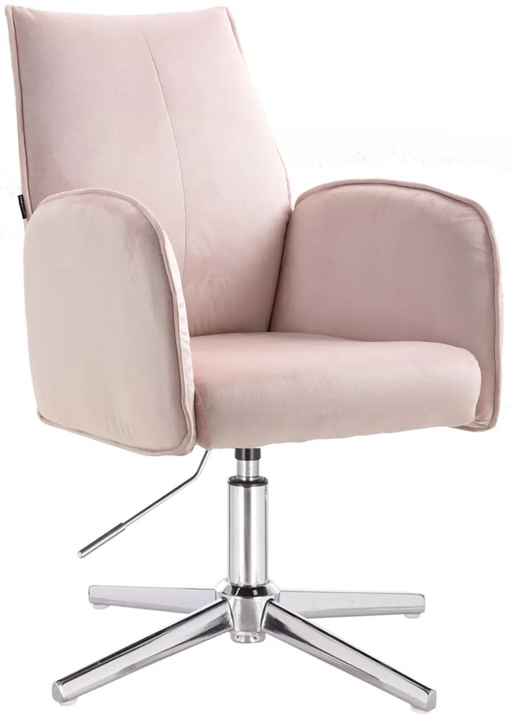 HR280CROSS Scaun Roz din Catifea cu Bază Cromata