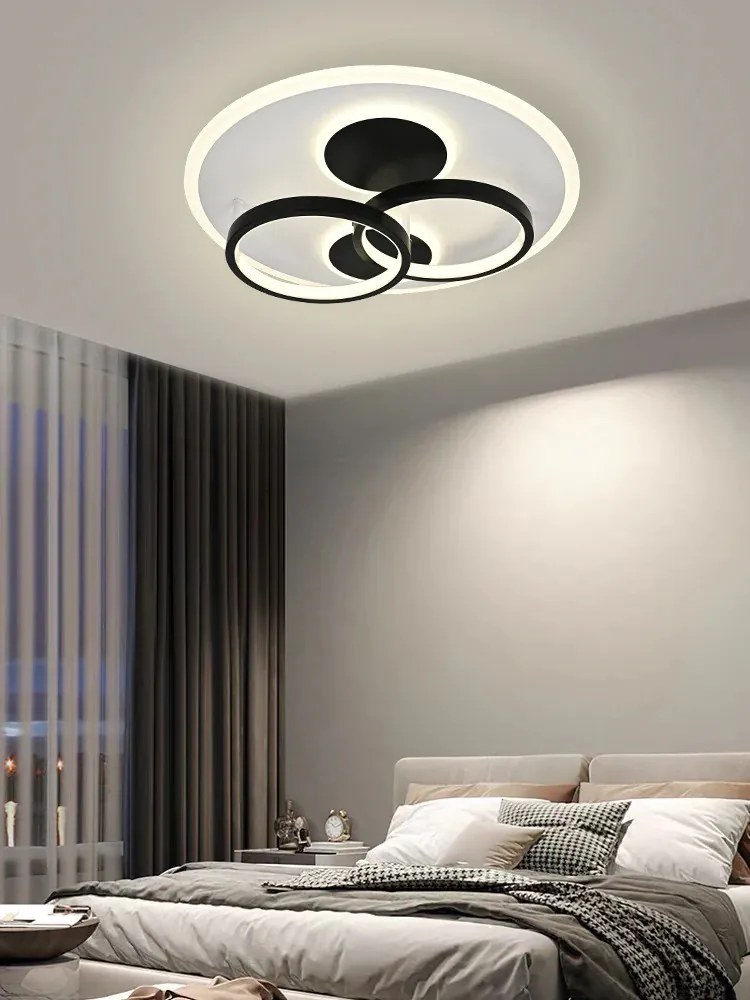 Lustra LED Cu Telecomanda, Elit's Esn R9057R, 126W, Negru Alb