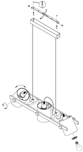 Eglo 43426 - Lustră pe cablu HORNWOOD 1 3xE27/28W/230V