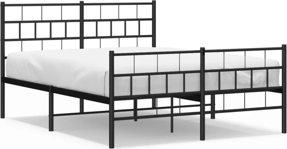 vidaXL Cadru pat metalic cu tăblie de cap/picioare, negru, 120x200 cm