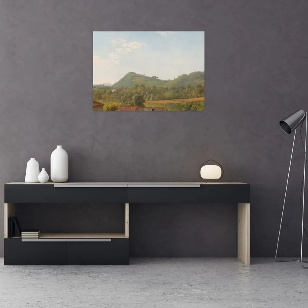 Tablou pe sticlă - Simon Denis,  View Near Naples, reproducere (70x50 cm)